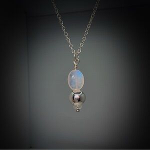 Elegant Hand Crafted Silver Moonstone Pendant Necklace!